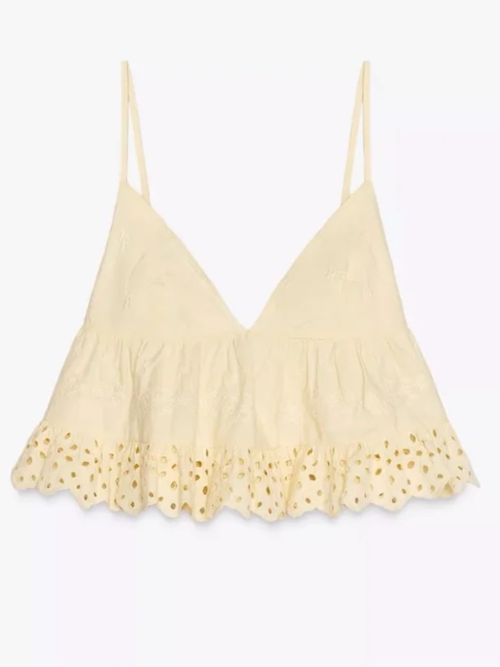 Zara Cream Eyelet Ruffle Camisole